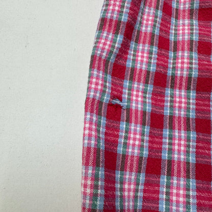 90s Kids Toddler Infant Vintage Baby B’Gosh Oshkosh 2 Piece Set Plaid Overall With Matching White Ruffle Long Sleeve /2T / Made in USA