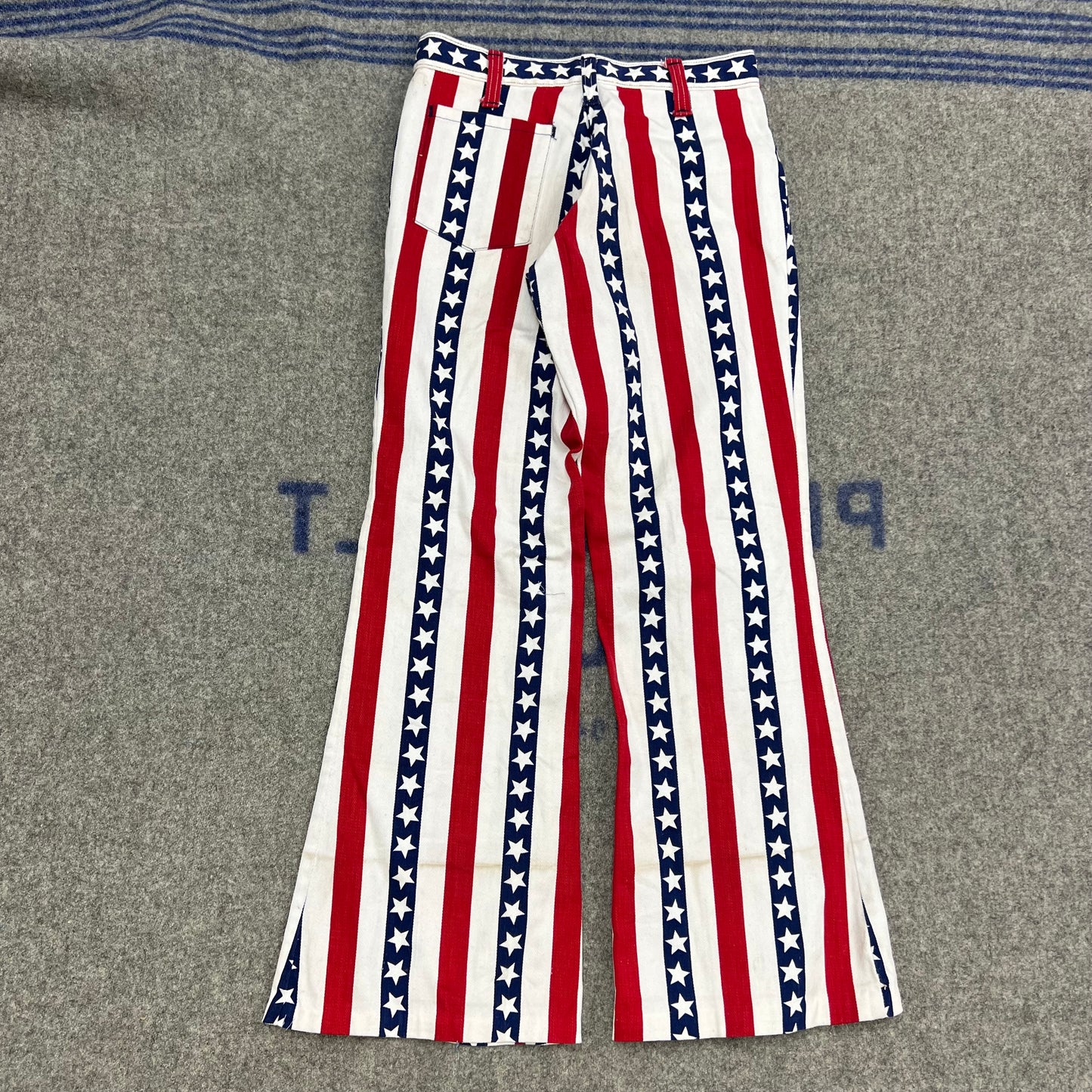 Vintage Youth 80’s USA Stripe And Stars Hippie Bell Bottom Pants Size 12-14Y