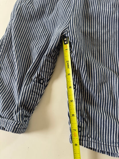 90s Kids Toddler Infant Vintage Baby B’Gosh Oshkosh Navy White  Hickory Overalls //24m / Made in USA