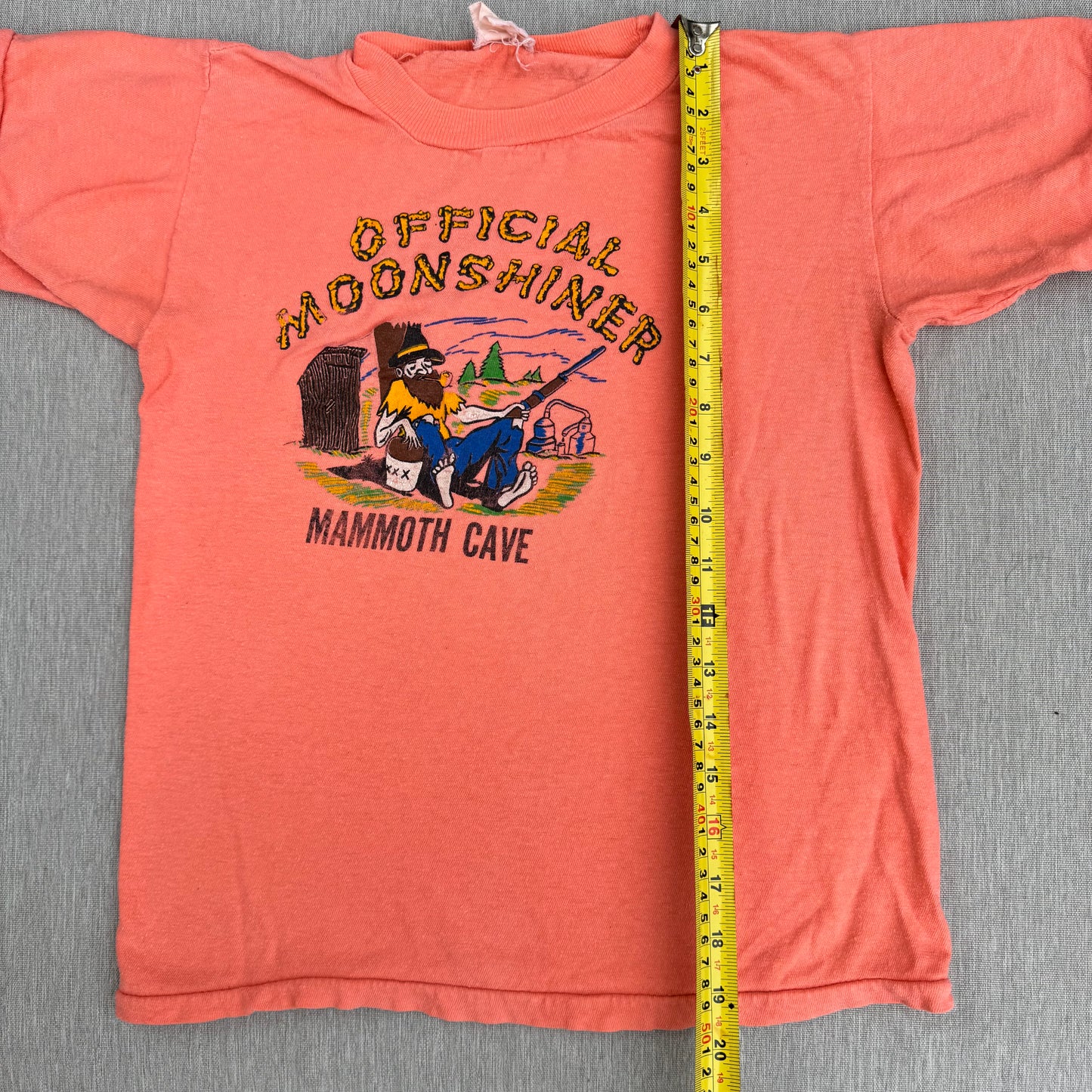 60s Kids Vintage Official Moonshiner Mammoth Cave Souvenir Short Single Short Sleeve T-Shirt S 8Y 9Y 10Y XS Adult