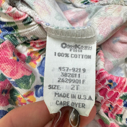 90s Kids Toddler Vintage Baby B’Gosh Oshkosh Floral All Over Print Pant White Tshirt 2pc Set / 24m 2T/ Made in USA Baby