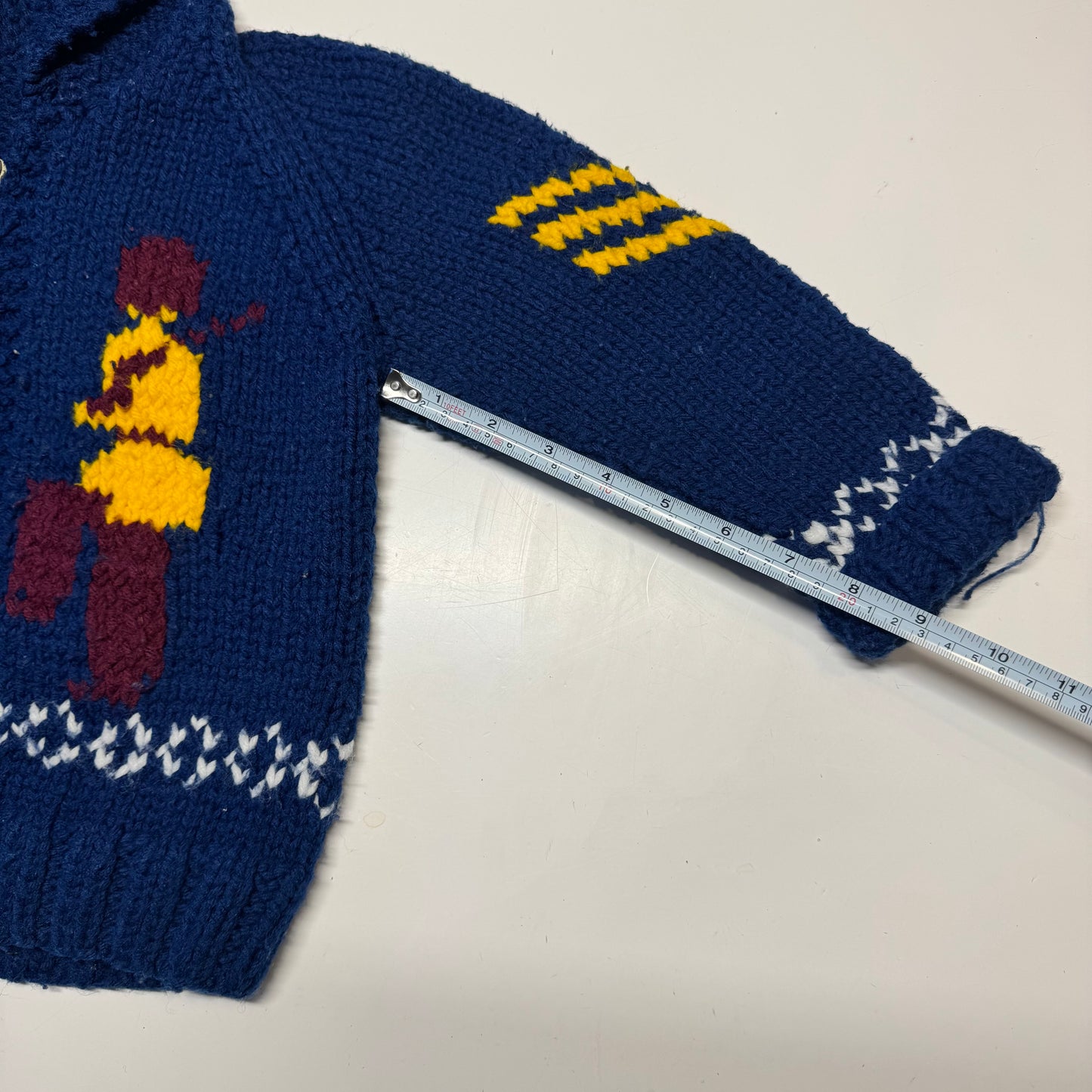 70s 80s Kids Toddler Vintage Royal Guard Embroidered Shawl Collar Cowichan Sweater 2Y 3Y 4Y