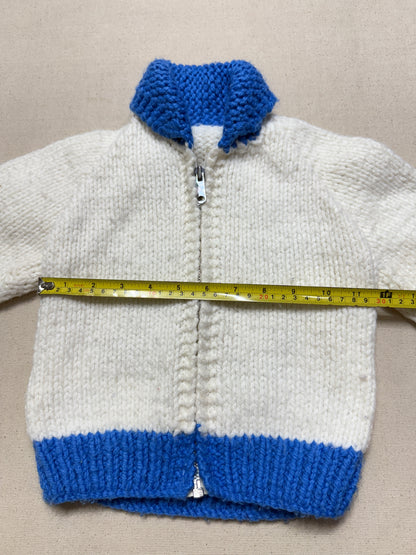 80s Kids Toddler Vintage Locomotive Engine Train Embroidered YKK Zipper Shawl Collar Cowichan Sweater / 2T 3T 4T