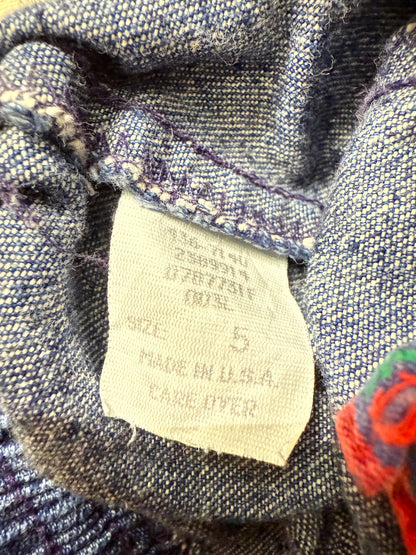 90s Kids Toddler Vintage Oshkosh Bgosh Apple Pattern Denim Pants / 4T 5T / Made in USA