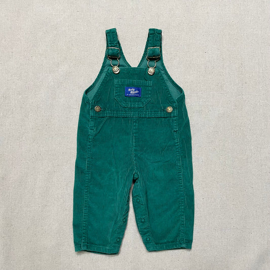 90s Kids Toddler Infant Vintage Oshkosh Bgosh Baby Bgosh Green Think Corduroy Overall / 6m 9m 12m / Made in USA