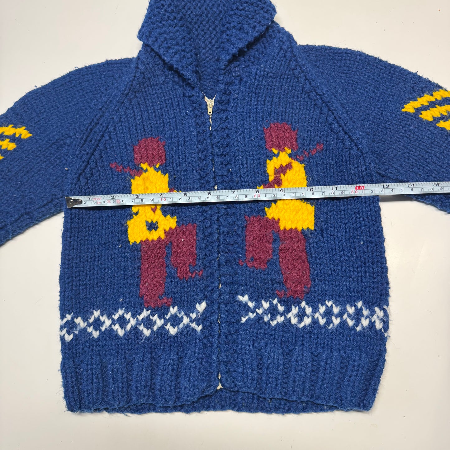 70s 80s Kids Toddler Vintage Royal Guard Embroidered Shawl Collar Cowichan Sweater 2Y 3Y 4Y