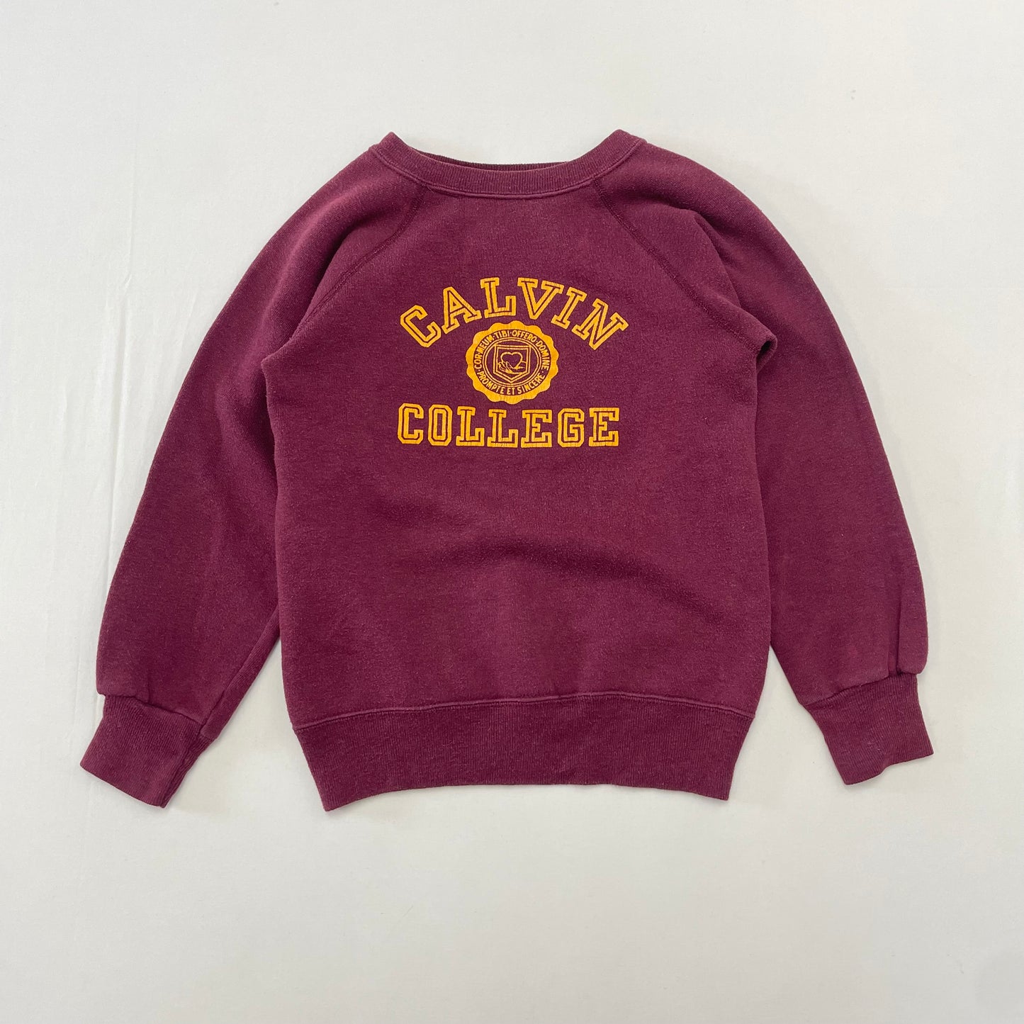 80s Kids Youth Vintage Champion Calvin College Michigan Burgundy Sweatshirt / 8y-10y / Acrylic Cotton / Made in USA