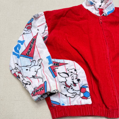 90s Kids Vintage Handmade Dalmatian Loose Fit Overall & Corduroy Zip Up Jacket 2pc Set / 4T 5T