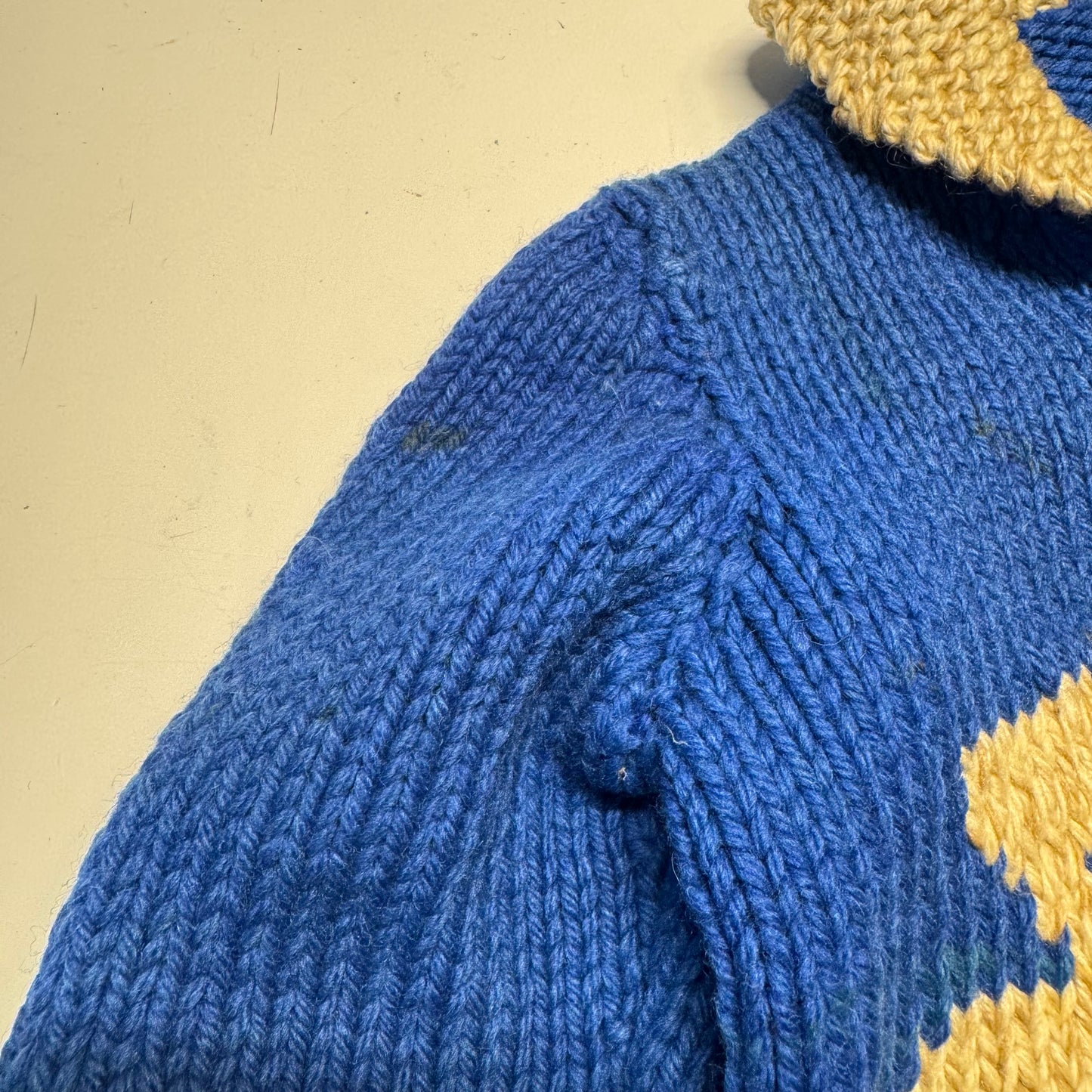 50s 60s Kids Toddler Vintage Blue Cowichan Sweater With Bears/ 3T 4T 5T