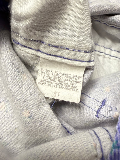 90s Kids Toddler Vintage Oshkosh Bgosh Flower AOP Light Purple Corduroy Overall / 2T 3T / Made in USA