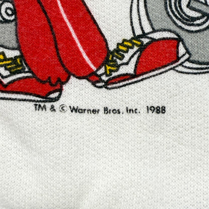 1988 80s Kids infant Baby Vintage Bugs Bunny Weight-Lifter Gray Raglan Sleeve Sweatshirt / 0m 3m 6m