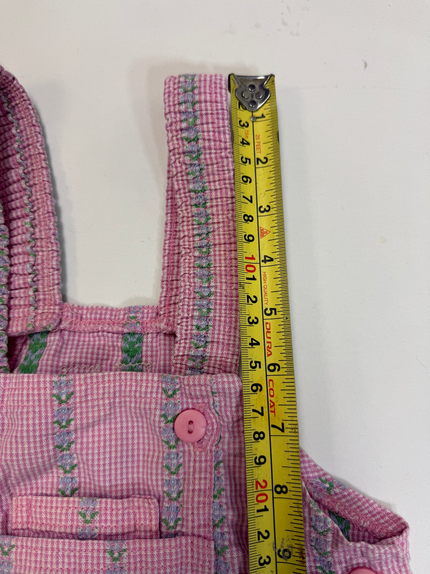 ASIS / 90s Kids Toddler Vintage Oshkosh Bgosh Froral Stripe Pattern Pink Shortall / 2T 3T
