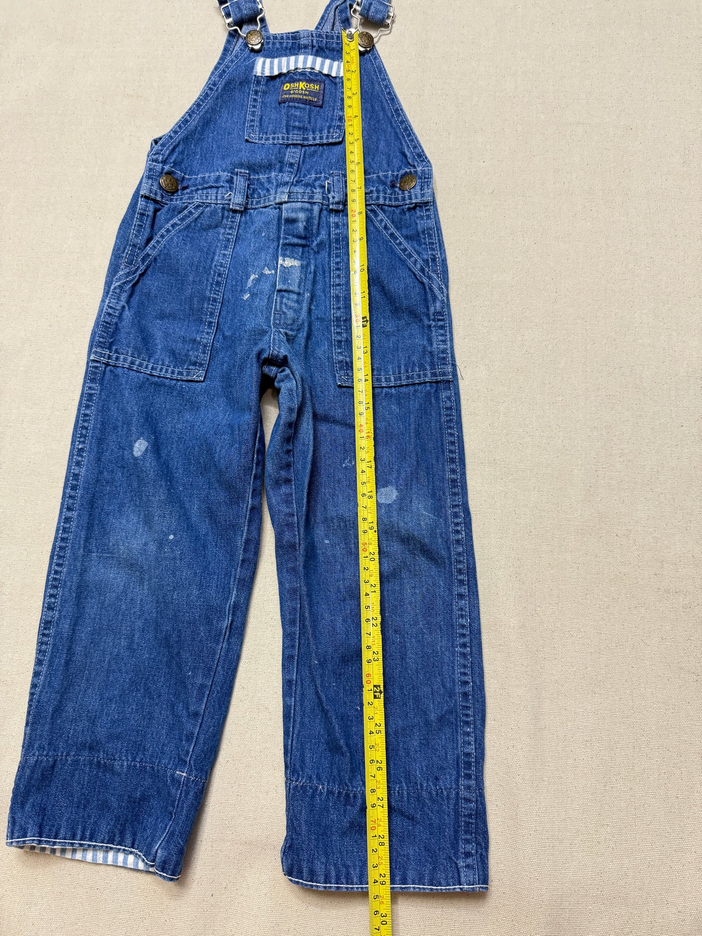 ASIS / 80s Kids Toddler Vintage Oshkosh Bgosh Stripe Pattern Denim Overall / 3T 4T / Made in USA
