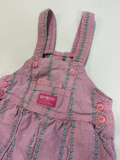 ASIS / 90s Kids Toddler Vintage Oshkosh Bgosh Froral Stripe Pattern Pink Shortall / 2T 3T