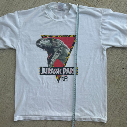 90s 1993 Kids Youth Vintage Jurassic Park T-Shirt 50/50 White T-Shirt Made in USA 12Y 13Y 14Y