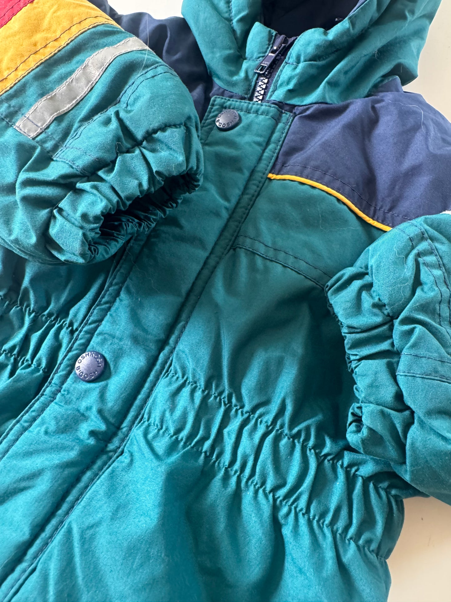 200s Kids Toddler Infant Vintage Baby B’Gosh Oshkosh Thick Multicolour Zip Hooded Jacket//12m/18m