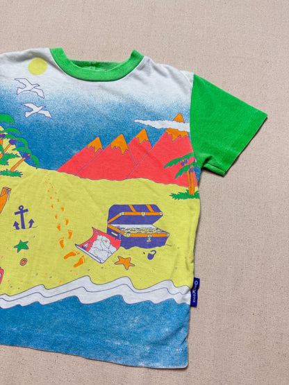 90s Kids Toddler Vintage Oshkosh Bgosh Beach Neon Colour Single Stitch Tshirt / 5T 6T / Made in USA