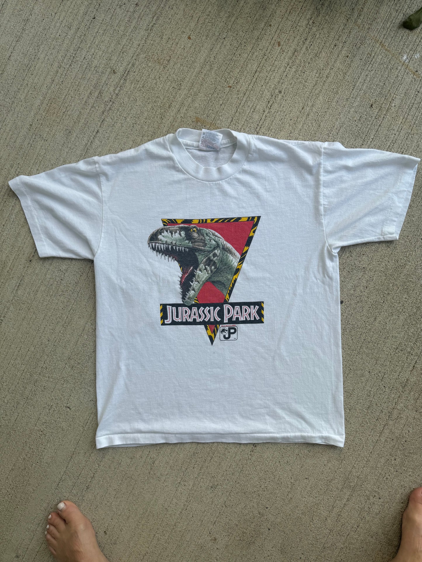 90s 1993 Kids Youth Vintage Jurassic Park T-Shirt 50/50 White T-Shirt Made in USA 12Y 13Y 14Y