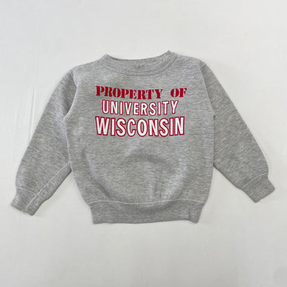 60’s Kids Vintage Property of University Wisconsin JOE BRENNER W Sided Print Sweatshirt / 5y-7y / Cotton Polyester / Made in USA