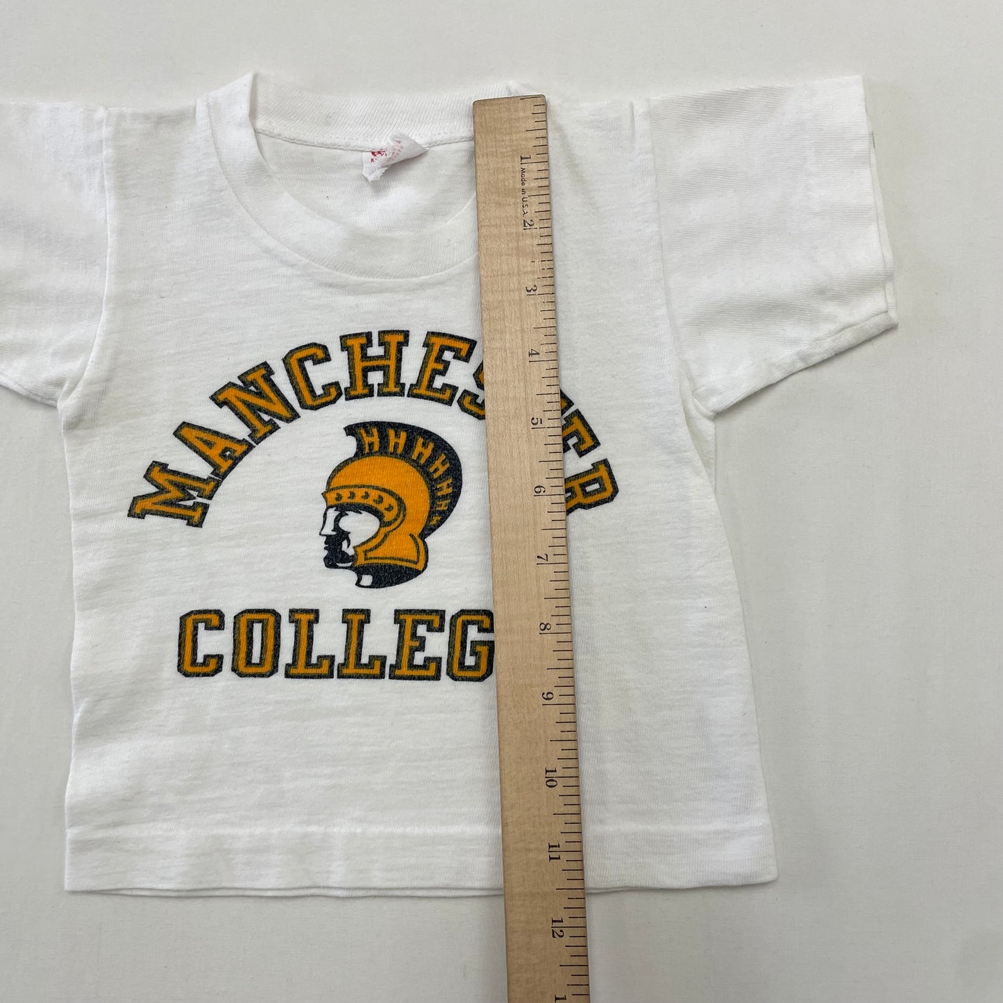 60’s Kids Toddler Baby Vintage Champion Runners Tag Manchester College T-Shirt / 9m 12m 18m 24m 2T / 100% Cotton