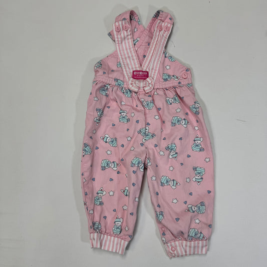 90s Kids Vintage Oshkosh B’Gosh Pink Bunny AOP Front Bow 100% Cotton Overall / 2T / Made in USA