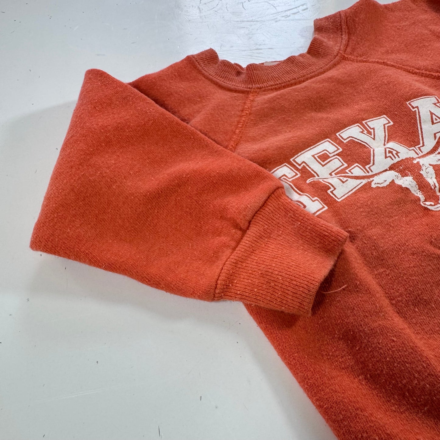 60s 70s Kids Baby Vintage Texas Orange Crew Pullover Sweatshirt 12m 18m
