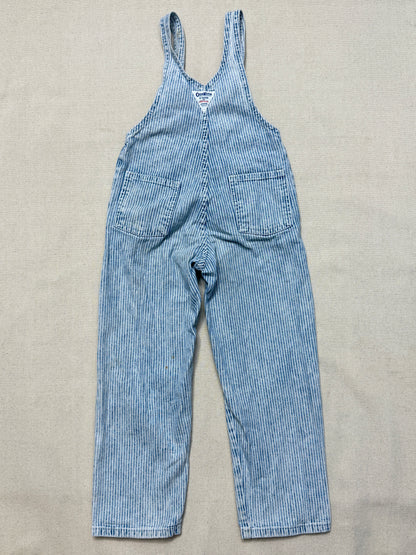 80s 90s Kids Vintage Oshkosh Bgosh Hickory Stripe Suspender Unique Design Slim Straight Overall / 4T 5T / Made in USA