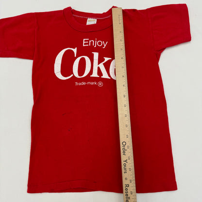 80s Vintage Kids/Youth Coke `Enjoy Coke’ Red T-shirt Baby Tee L