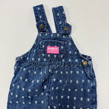 90s Kids Toddler Infant Vintage Baby B’Gosh Oshkosh Denim White Flower Embroidered Print Overall /2T / Made in USA