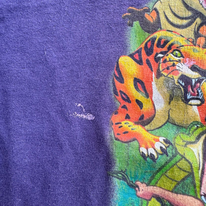 90s Kids Vintage Disney Tarzan Faded Purple 100 % Cotton T-Shirt 7Y 8Y 9Y Tiny Adult