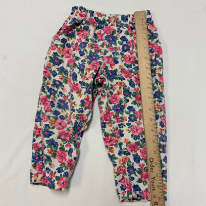 90s Kids Toddler Vintage Baby B’Gosh Oshkosh Floral All Over Print Pant White Tshirt 2pc Set / 24m 2T/ Made in USA Baby