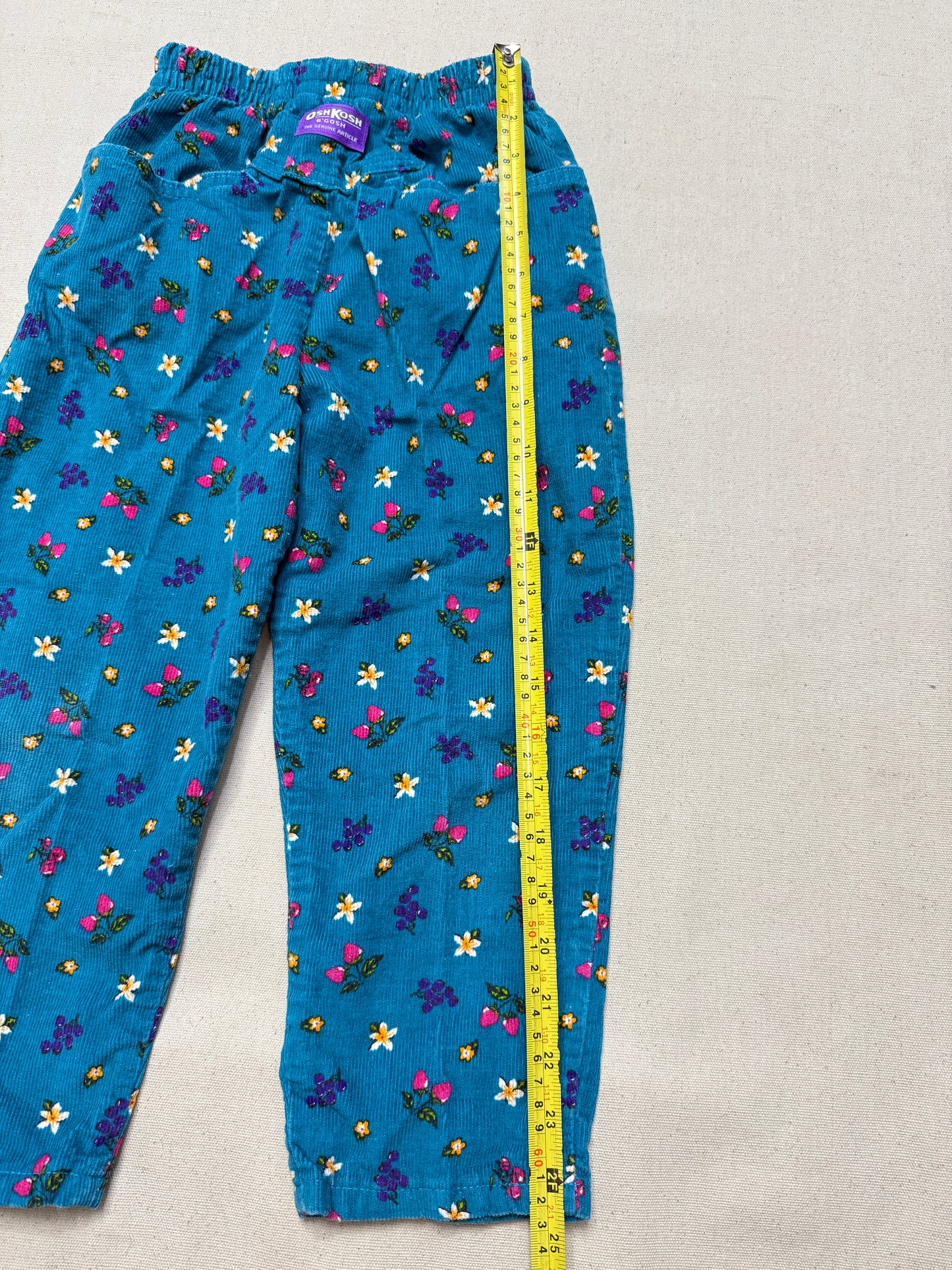 90s Kids Toddler Vintage Oshkosh Bgosh Fruits Flower AOP Corduroy Elastic Pants / 4T 5T