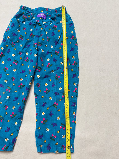 90s Kids Toddler Vintage Oshkosh Bgosh Fruits Flower AOP Corduroy Elastic Pants / 4T 5T