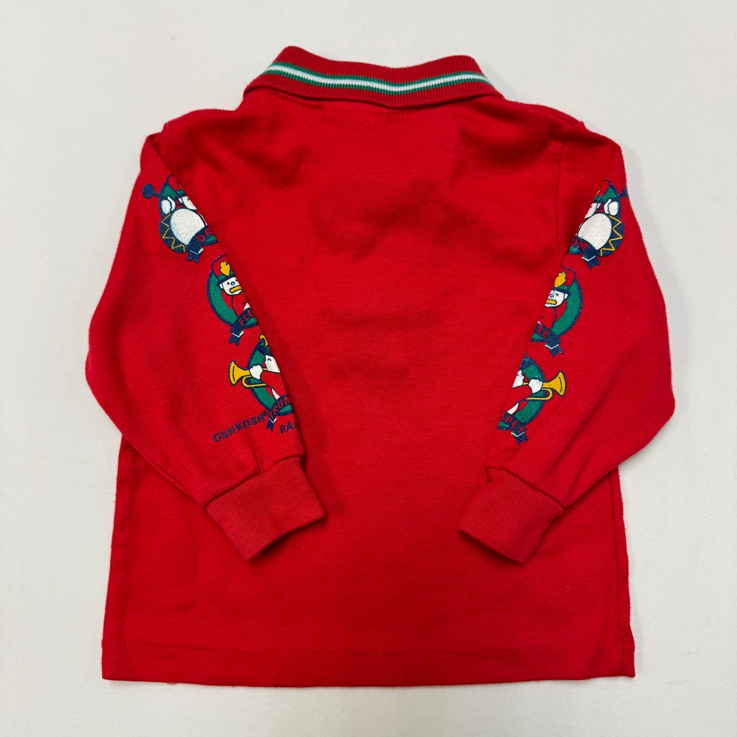 90s Kids Toddler Infant Vintage Baby B’Gosh Oshkosh Red Long Sleeve Holiday Print Sleeves //18m / Made in USA