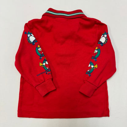 90s Kids Toddler Infant Vintage Baby B’Gosh Oshkosh Red Long Sleeve Holiday Print Sleeves //18m / Made in USA