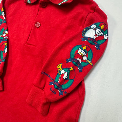 90s Kids Toddler Infant Vintage Baby B’Gosh Oshkosh Red Long Sleeve Holiday Print Sleeves //18m / Made in USA