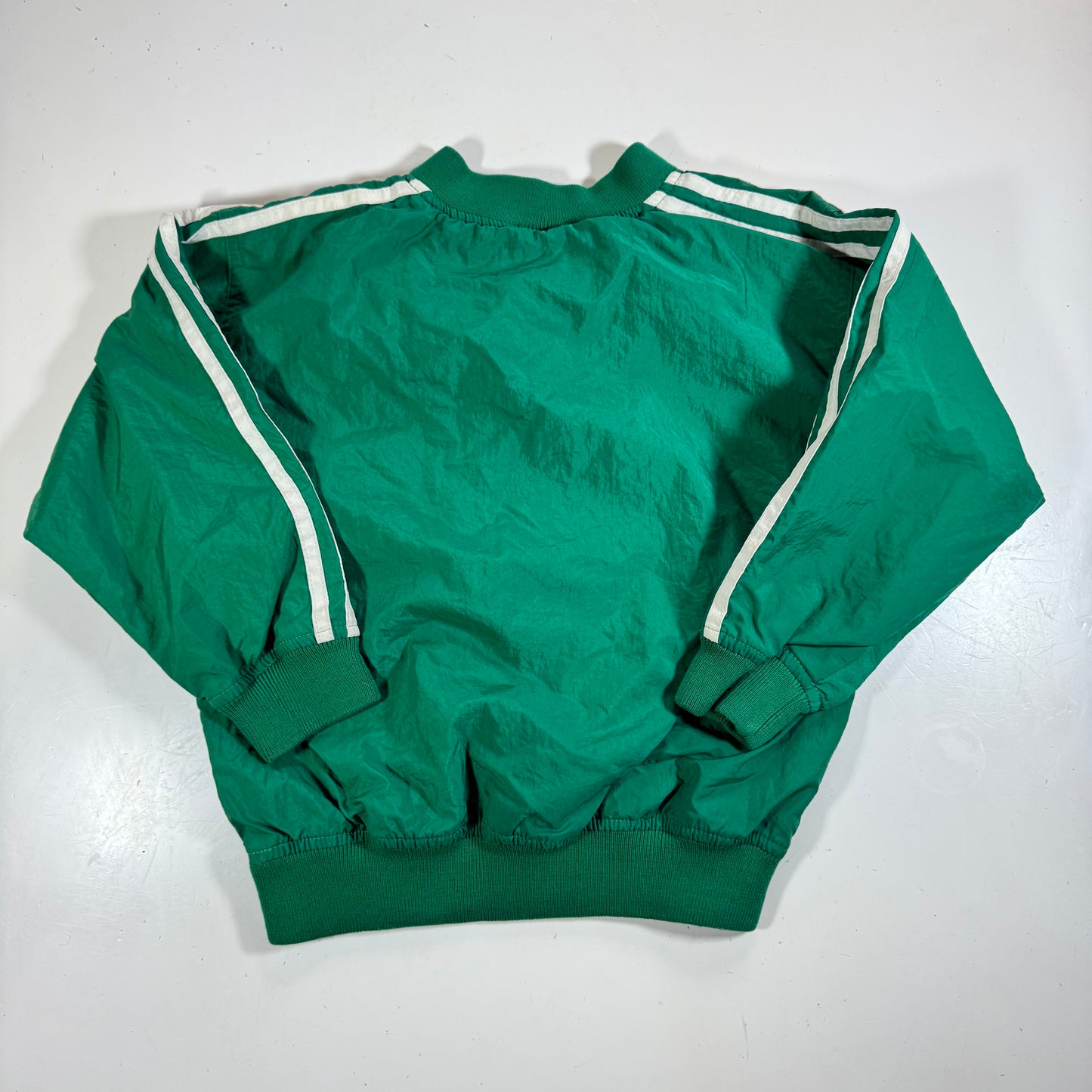90s Kids Vintage Adidas Light Weight Green Lined Windbreaker Jacket Sweatshirt Big Logo M 5Y