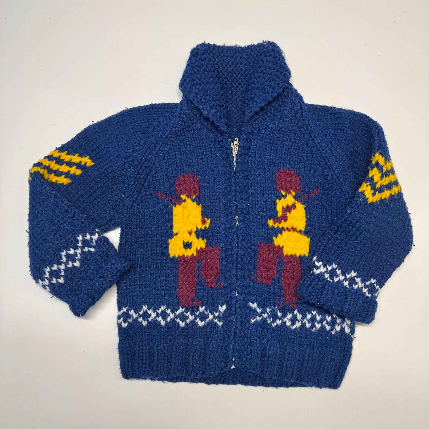 70s 80s Kids Toddler Vintage Royal Guard Embroidered Shawl Collar Cowichan Sweater 2Y 3Y 4Y