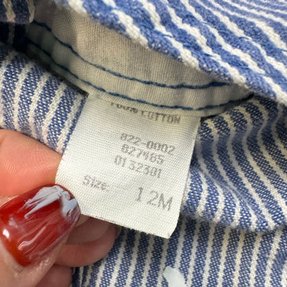 90s Kids Baby Vintage Oshkosh B’Gosh Lightweight Hickory Stripe  Denim Overall / 12m /