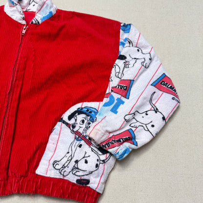 90s Kids Vintage Handmade Dalmatian Loose Fit Overall & Corduroy Zip Up Jacket 2pc Set / 4T 5T