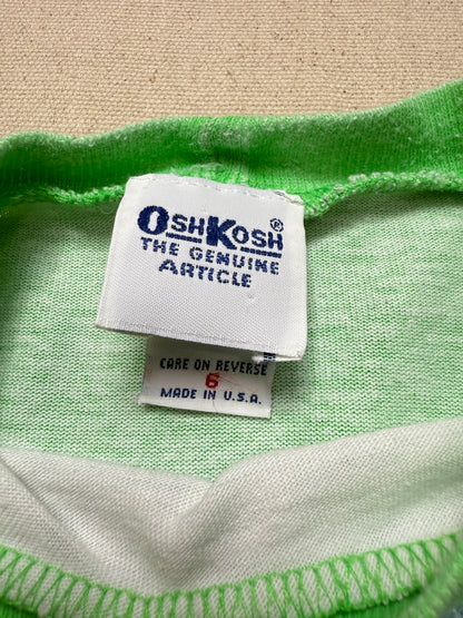 90s Kids Toddler Vintage Oshkosh Bgosh Beach Neon Colour Single Stitch Tshirt / 5T 6T / Made in USA