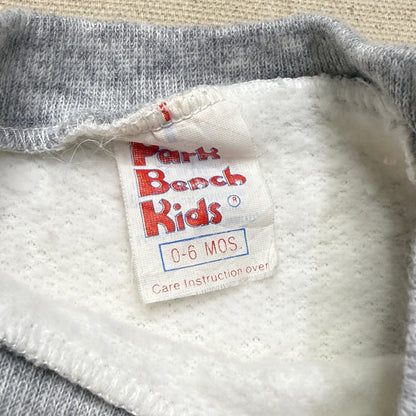 1988 80s Kids infant Baby Vintage Bugs Bunny Weight-Lifter Gray Raglan Sleeve Sweatshirt / 0m 3m 6m