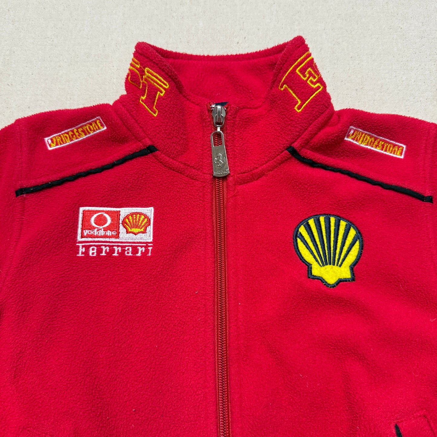 90s 2000' Kids Toddler Vintage Ferrari Shell Red Full Zip Up Racing Fleece Jacket / 3T 4T 5T