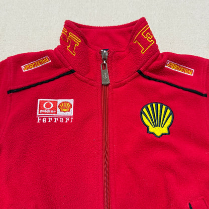 90s 2000' Kids Toddler Vintage Ferrari Shell Red Full Zip Up Racing Fleece Jacket / 3T 4T 5T