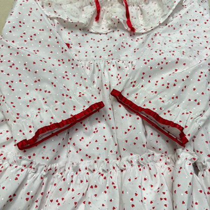 80s 90s Kids Toddler Vintage Martha's Miniatures Heart AOP Lace Raffle Volume dress / 5y 6y 7y