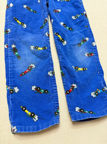 80s 90s Kids Toddler Vintage Oshkosh Bgosh Racing Car AOP Corduroy Painter Pants / 4T 5T / Made in USA