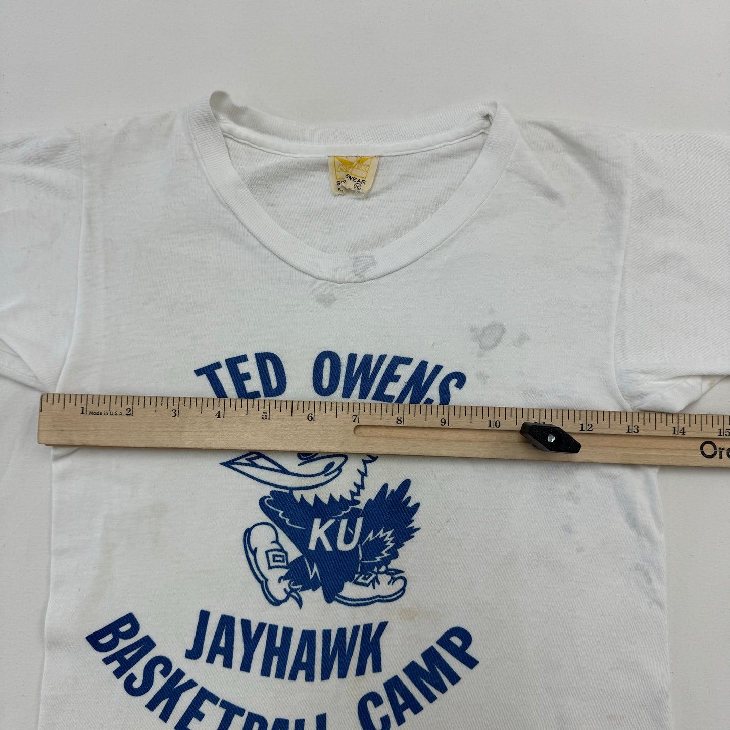 70s Vintage Artex Kids Ted Owens Jayhawk Basketball Camp White T-shirt