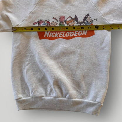 90s Kids Vintage White Nickelodeon Crew Sweatshirt Made In USA 7Y 8Y 9Y