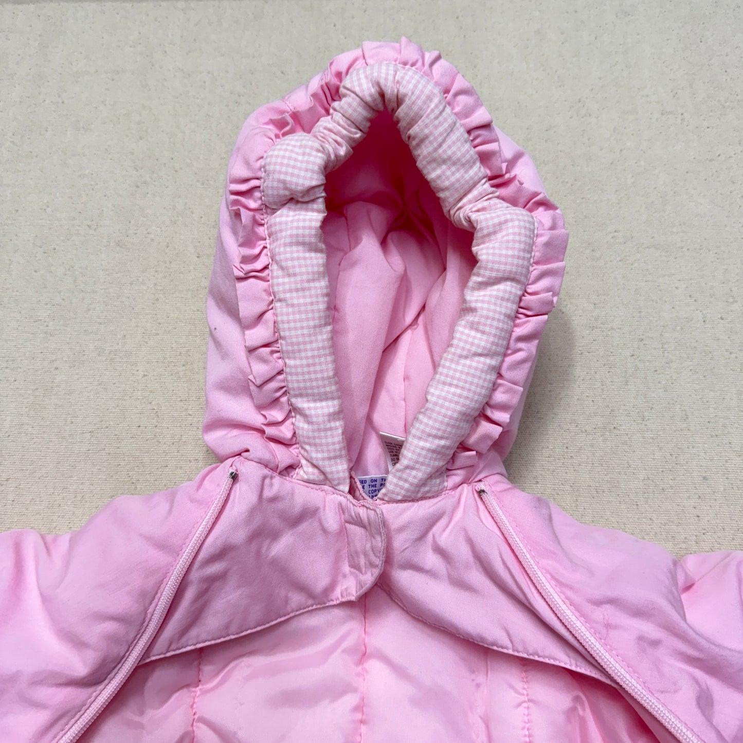 Y2K Kids Infant Vintage Disney Winnie the Pooh Double Zip Up Insulated Winter Suits with Mittens / 6m 9m 12m