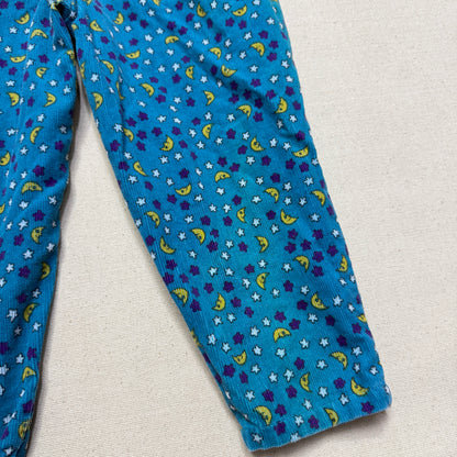 90s Kids Toddler Vintage Star Moon AOP Longsleeve Tshirt & Corduroy Overall 2pc Set / 24m 2T 3T
